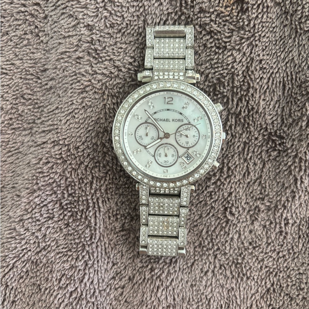 Michael Kors Silver Crystal Pavé Women's Bracelet Chronograph Watch